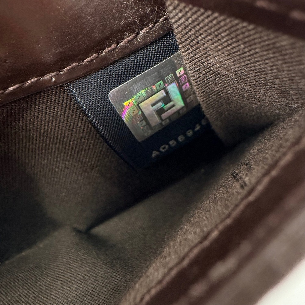 Fendi Bifold Wallet Unisex Brown Zucca Monogram Patent Leather Luxury Italy - Picture 6 of 12